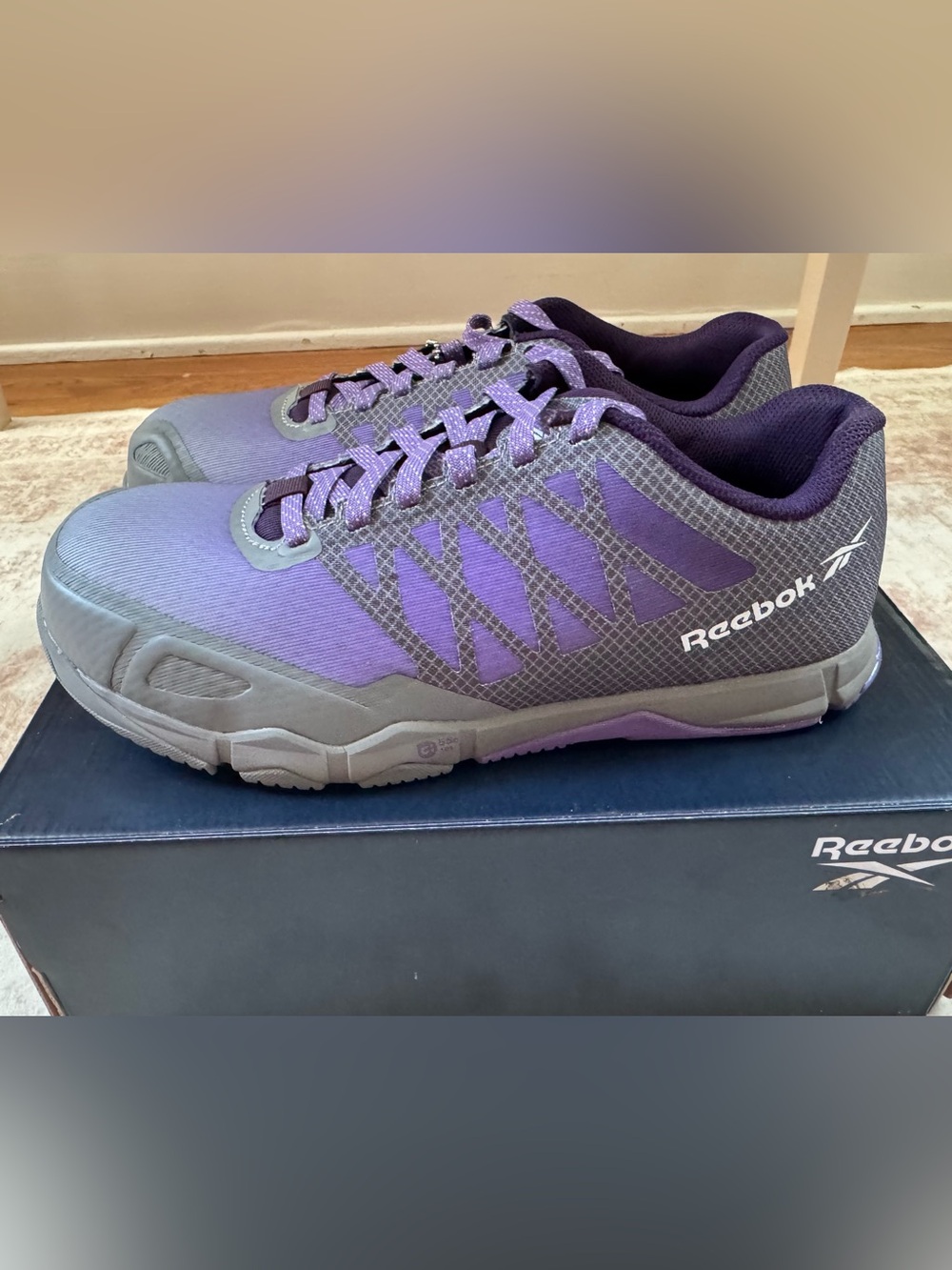 Size 10 Reebok Women’s Purple & Gray Athletic Steel Toe Sneaker - Speed TR Work
